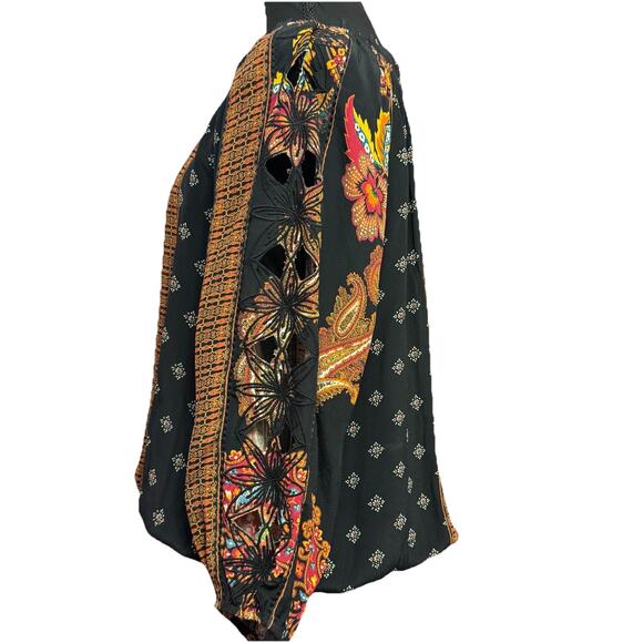 Desigual Blouse XL Womens Top Artsy Art To Wear Boho Festival Floral Paisley - Picture 3 of 11
